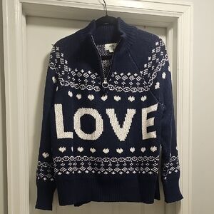 Aerie Navy and White Knit Sweater